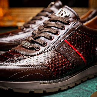 Marco Di Milano Brescia Shoes Brown Genuine Snake Skin & Italian Calf Men's Sneakers (MDM1120)-AmbrogioShoes