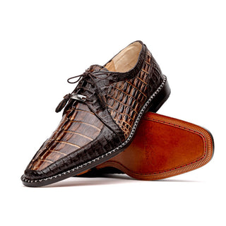 Marco Di Milano Caribe Men's Shoes Orix & Brown Exotic Hornback Crocodile Skin Derby Oxfords (MDM1006)-AmbrogioShoes