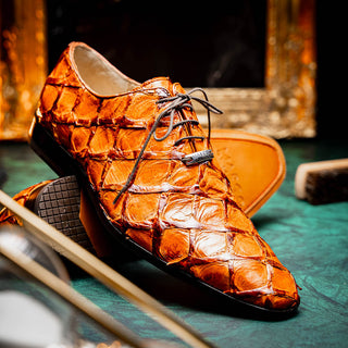 Marco Di Milano Criss Exotic Pirarucu Leather Brandy Oxfords (MDM1029)-AmbrogioShoes