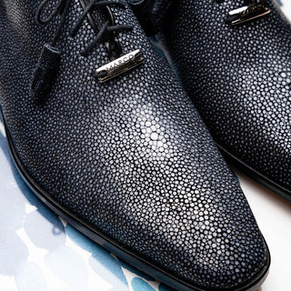 Marco Di Milano Criss Men's Shoes Black Exotic Stingray Classic Dress Oxfords (MDM1086)-AmbrogioShoes