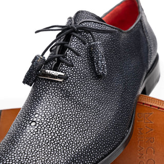 Marco Di Milano Criss Men's Shoes Black Exotic Stingray Classic Dress Oxfords (MDM1086)-AmbrogioShoes