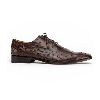 Marco Di Milano Criss Men's Shoes Brown Exotic Ostrich Quill Dress Oxfords (MDM1074)-AmbrogioShoes