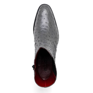 Marco Di Milano Giorgio Men's Shoes Gray Genuine Ostrich Quill Dress Boots (MDM1151)-AmbrogioShoes