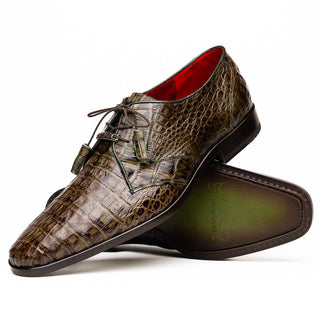 Marco Di Milano Lacio Men's Shoes Wood Green Genuine Caiman Crocodile Dress Derby Oxfords (MDM1146)-AmbrogioShoes