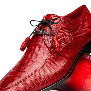 Marco Di Milano Merida Red Oxfords Lizard & Caiman Crocodile Shoes (MDM1133)-AmbrogioShoes