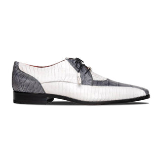 Marco Di Milano Moncalieri Men's Shoes Gray & White Genuine Alligator / Cobra Dress Derby Oxfords (MDM1145)-AmbrogioShoes