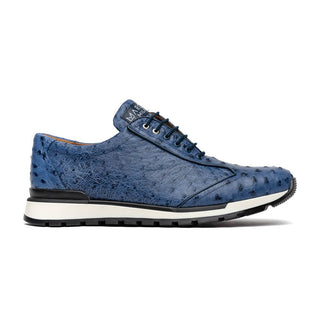 Marco Di Milano Scanno Men's Shoes Antique Navy Exotic Ostich Casual Sneakers (MDM1053)-AmbrogioShoes