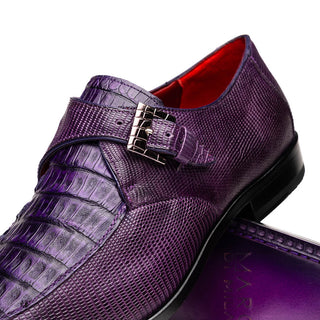 Marco Di Milano Toluca Purple Monk Strap Lizard & Crocodile Shoes (MDM1128)-AmbrogioShoes