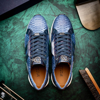 Marco Di Milano Verona Men's Shoes Navy Python / Calfskin Fashion Sneakers (MDM1158)-AmbrogioShoes