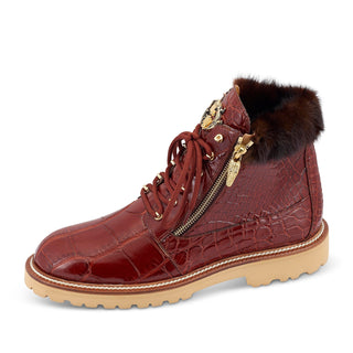 Mauri Adventurer 4987 Men's Shoes Gold Exotic Alligator / Mink Fur Zipper Boots (MA5459)-AmbrogioShoes