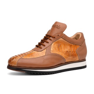 Mauri Bolt M770/4 Men's Shoes Chestnut Exotic Ostrich Leg / Nappa Leather Casual Sneakers (MA5626)-AmbrogioShoes