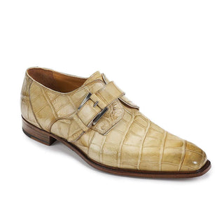 Mauri Shoes Exotic Skin Men's Body Alligator Burnished Bone Monstrap Loafers 4853 (MA4909)-AmbrogioShoes