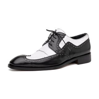Mauri Goodfella 3258 Men's Shoes Black & White Exotic Alligator / Calf-Skin Leather Wing-tip Derby Oxfords (MA5600)-AmbrogioShoes
