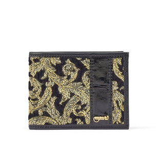 Mauri W3 Men's Black Bi-Fold Exotic Crocodile / Nappa Leather / Didier Fabric Wallet (MAW1000)-AmbrogioShoes