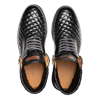 Mezlan Dolfi 20913 Men's Shoes Black Quilted Calf-Skin Leather Alpine Boots (MZ3678)-AmbrogioShoes