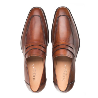 Mezlan E20243 Men's Shoes Cognac Calf-Skin Leather Penny Loafers (MZ3401)-AmbrogioShoes