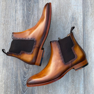 Mezlan E20484 Men's Shoes Mustard Calf-Skin Leather Chelsea Boots (MZS3543)-AmbrogioShoes