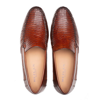 Mezlan RX738-L Men's Shoes Cognac Exotic Lizard / Nappa Leathers Moccasin Loafers (MZ3701)-AmbrogioShoes