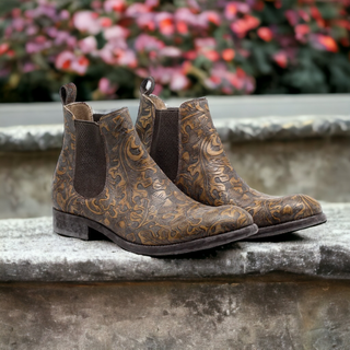 Mister Carcer 40179 Men's Shoes Oaknut Texture Print Leather Chelsea Boots (MIS1126)-AmbrogioShoes