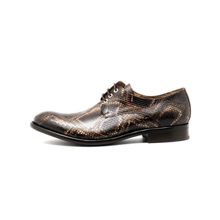 Mister Garin 40178 Men's Shoes Brown Snake Print Leather Derby Oxfords (MIS1133)-AmbrogioShoes