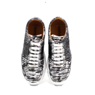 Mister Meco 39190 Men's Shoes Black Zebra Print Leather Sneakers (MIS1138)-AmbrogioShoes