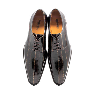 Mister Roses 40418 Men's Shoes Dark Brown Snake Print Leather Derby Oxfords (MIS1148)-AmbrogioShoes