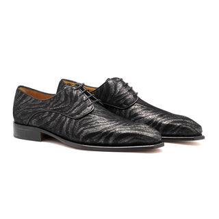 Mister Rubi 39125 Men's Shoes Black Zebra Print Leather Derby Oxfords (MIS1149)-AmbrogioShoes