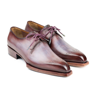 Paul Parkman 468G61 Men's Shoes Ice Blue & Bordeaux Calf-Skin Leather Goodyear Welted Derby Oxfords (PM6427)-AmbrogioShoes