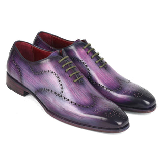 Paul Parkman 741-PUR Men's Shoes Purple Calf-Skin Leather Wingtip Wholecut Oxfords (PM6386)-AmbrogioShoes