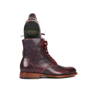 Paul Parkman 824BRD65 Men's Shoes Burgundy & Navy Calf-Skin Leather Boots(PM6253)-AmbrogioShoes