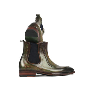 Paul Parkman BT822GRN Men's Shoes Green Calf-Skin Leather Goodyear Welted Chelsea Boots (PM6340)-AmbrogioShoes
