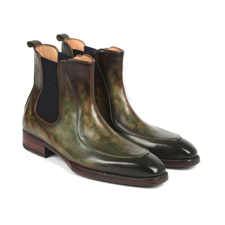 Paul Parkman BT822GRN Men's Shoes Green Calf-Skin Leather Goodyear Welted Chelsea Boots (PM6340)-AmbrogioShoes