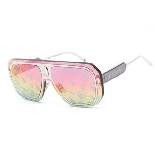 Philipp Plein SPP050 Sunglasses Shiny Palladium / Smoke Mirror Rainbow Women's-AmbrogioShoes