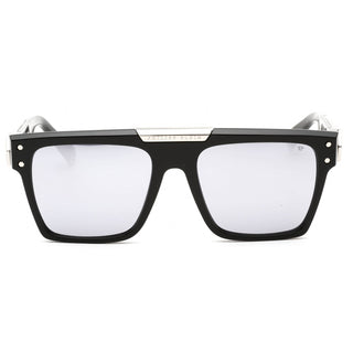 Philipp Plein SPP080 Sunglasses Shiny Black Silver / Smoke Mirror Silver-AmbrogioShoes