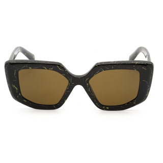 Prada 0PR 14ZS Sunglasses Black Yellow Marble / Dark Brown Women's-AmbrogioShoes