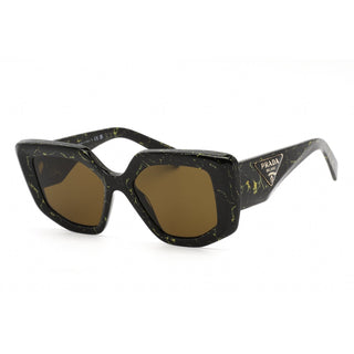 Prada 0PR 14ZS Sunglasses Black Yellow Marble / Dark Brown-AmbrogioShoes