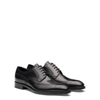 Prada 2EB109-3F33 Men's Shoes Black Calf-Skin Leather Derby Oxfords (PRM1026)-AmbrogioShoes