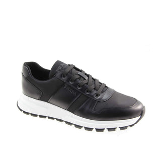 Prada 4E3463-3KYU Men's Shoes Black Fabric / Calf-Skin Leather Casual Sneakers (PRM1018)-AmbrogioShoes
