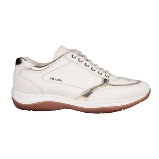 Prada Womens Canvas Silk Talco Platino Laced Sneakers (PRW206)-AmbrogioShoes