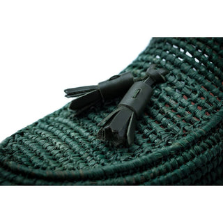 SUPERGLAMOUROUS Melilla Rafia Men's Shoes Green Calf-Skin Leather Tassel Slipper Mules (SPGM1280)-AmbrogioShoes