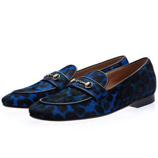 SUPERGLAMOUROUS Morris Men's Shoes Ocean Leopard Print / Pony Horsebit Loafers (SPGM1276)-AmbrogioShoes