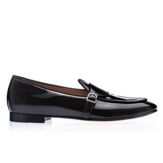 SUPERGLAMOUROUS Tangerine 15.1 Men's Shoes Black Polished Calf-Skin Leather Belgian Loafers (SPGM1316)-AmbrogioShoes