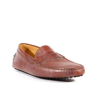 Tods Men Shoes Gommini Driving Leather Square Toe Loafers Brown (TDM26)-AmbrogioShoes