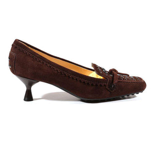 Tods Womens Shoes Designer Brown Leather Pumps (TDW05)-AmbrogioShoes