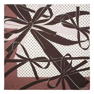 Valentino Silk Spotted Scarf In Brown & Cream (VTS112)-AmbrogioShoes