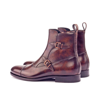 Ambrogio 3030 Bespoke Men's Shoes Brown Patina Leather Octavian Boots (AMB1254)-AmbrogioShoes