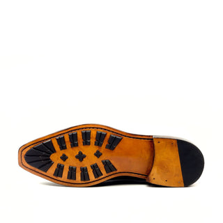 Ambrogio 1947 Bespoke Custom Men's Shoes Three-Tone Suede / Patina Leather Military Brogue Boots (AMB1509)-AmbrogioShoes