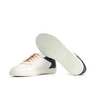 Ambrogio Bespoke Men's Shoes Navy & White Nappa Leather Low-Top Sneakers (AMB2377)-AmbrogioShoes