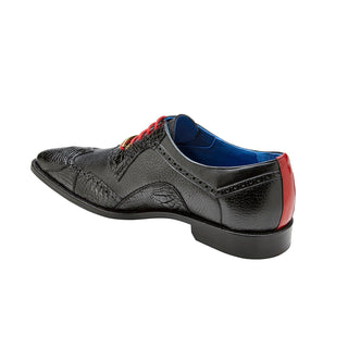Belvedere Roberto B16 Shoes Men's Black Exotic Genuine Alligator / Pebble Grain Leather Oxfords (BV3157)-AmbrogioShoes