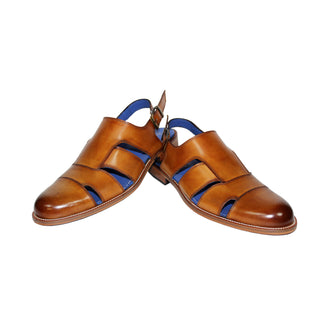 Emilio Franco Catania Men's Shoes Cognac Calf-Skin Leather Sandals Sandals (EF1151)-AmbrogioShoes